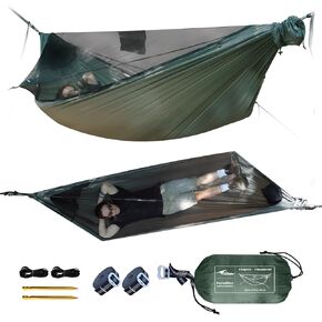 NomadNest 11ft Camping Hammock with Net and Ridge Rope, Detachable Full-Open Mesh, Lightweight Portable Hammocks for Camping Hiking Backpacking