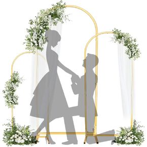 Metal Arch Backdrop Stand 6FT, 5FT, 4FT, Set of 3 Wedding Backdrop Stand Frame Chiara Arches Backdrop Stand Set for Birthday Baby Shower Graduation Anniversary Opening Ceremony, Gold