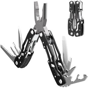 Multitool Stocking Stuffers for Men, Christmas Gifts for Mens Dad Boyfriend, 12-in-1 Pliers Men Gifts for Christmas, Self-locking Multi Tool EDC Versatile Tool for DIY, Garden, Outdoor-Sliver