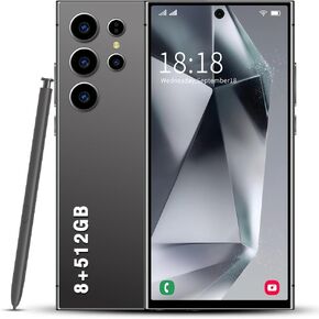 W24 Ultra Cell Phone,6.8",5G Unlocked Android,Cell Phone with S Pen,8GB+512GB Smartphone, Latest 10 Core CPU,72MP+108MP Zoom Camera,8000mAh Long Battery Life, Face ID/Dual SIM Phone (Titanium Black)