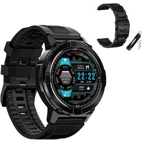 CARBINOX X-Ranger Smart Watch with Metal Band 22 mm, Rugged Fitness Tracker IP69K Waterproof, Compatible with Android and iOS, 14 Days of Battery Military Durable, AMOLED Screen
