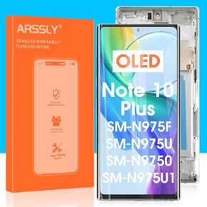 (Silver) OLED for Samsung Galaxy Note 10 Plus Screen Replacement with Frame for Galaxy Note 10+ LCD Display Digitizer SM-N975F SM-N975U Touch Screen Assembly with Repair Kits
