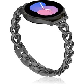 Metal Chain Band Compatible with Samsung Galaxy Watch 7 6 5 4 FE Band 40mm 44mm,Galaxy Active 2 Watch Band/Galaxy Watch 6 4 Classic, 20mm Stainless Steel Bracelet for Women Men