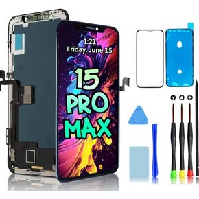 for iPhone Screen Replacement, 3D Touch LCD Digitizer Screen Digitizer Touch Repair kit with Repair Tools Kit and Screen Protector (15 Pro Max)