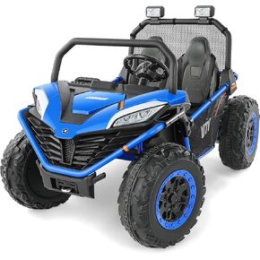 ELEMARA 2 Seater Ride On Car for Kids Gift,12V 10AH Electric Off-Road Truck,4MPH Large Car,Side by Side Vehicle Max 140lbs with Remote Control,LED Light,Bluetooth,3 Speeds,2 Spring Suspension,Black