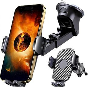 2025 Premium 85+LBS Ultra Strong Suction & Clip Military-Grade 3 in 1 Car Phone Holder Mount for Dashboard Windshield Vent, Heavy Duty Cradle for iPhone 16 15 14 Pro Max, Android Devices