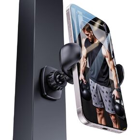 Magnetic Phone Holder Mount for Gym Attach to Metal Surface, [Metal Joint & 360° Adjustable] Gym Magnetic Phone Holder Compatible with All Smartphones
