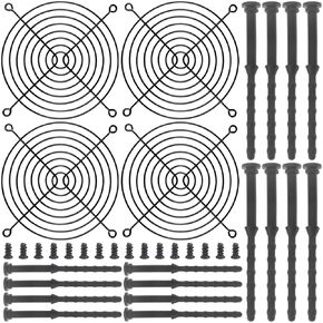 140mm Black Finger Grills, PC Computer Cooling Fan Grill 140mm Guard Protection Cover for PC, with Screws, Rubber PC Fan Screw (4 Pack)