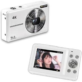 Andoer Kids Camera Compact Camera 4K/30Fps Small Digital Camera 64Mp Digital Video Camera 2.4 Inch Screen 18X Digital Zoom Built-in Battery Birthday for Teens Students Friends Travel
