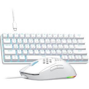 TMKB T61SE 60% Mechanical Gaming Keyboard and M1SE Gaming Mouse Combo - Matte White