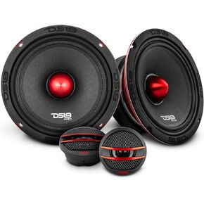 DS18 2X 6.5 6.5" Midrange Loudspeakers with Red Aluminum Bullet 500W Max 250W RMS 8 Ohm and 2X Tweeters Max Pei Dome - Premium Quality Car Audio Door Speakers for Car or Truck Stereo Sound System