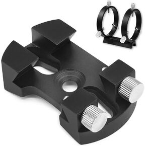 Astromania Adjustable Guiding Scope Ring Set with Plate - Bundle with - Universal Quick Release Finder Shoe Base