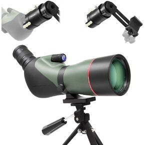 Astromania Rifle Scope Mount Camera Adapter - Bundle with - 15-45x60/45° Spotting Scope with Tripod