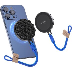 APPS2Car Magnetic Suction Cup Phone Mount, Silicone Suction Cup Phone Grip Stand for MagSafe, 360°Rotation Pocket-Sized Design for iPhone 16/15/14/13/12, Ideal for Content Creators & Daily Use