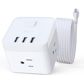 BULL Surge Protector، موسع منافذ الحائط متعدد التوصيل مع 3 منافذ تيار متردد و3 منافذ USB، 200 جول، مدرج في قائمة ETL، شاحن صغير للمنزل، النوم، السفر، المكتب، الفندق