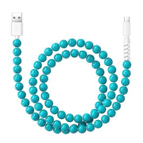 HianDier USB C Cable 3A USB to USB C Fast Charging Cable 3.3FT Durable Green Turquoise Bead Charger Cord Compatible with iPhone 16 Pro 16 Pro Max iPhone 15 Plus Samsung Galaxy S24 S23 S22-Green