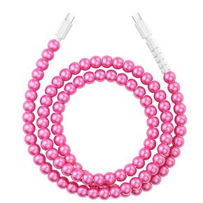 VOFUOE USB C Cable for iPhone 16 Beaded Charging Cord Fast Charging Cable for Girls Women 3.3FT Colourful Pearls Type C Cable for iPhone 15, for iPad 10th Generation, for Galaxy S24-Hot Pink