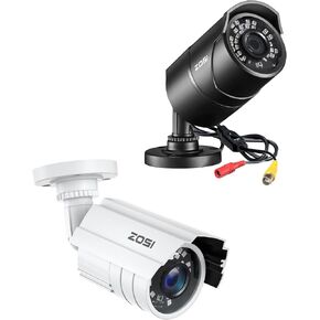 ZOSI 2.0MP HD 1080P 1920TVL Hybrid 4-in-1 TVI/CVI/AHD/CVBS Indoor Outdoor Home Security Cameras Weatherproof,1Pcs Black and 1Pcs White, for 960H,720P,1080P,5MP,4K Analog CCTV DVR