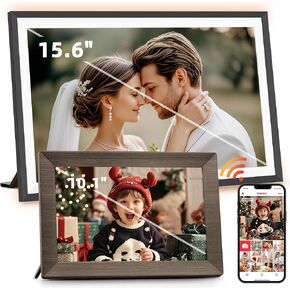2 Pack - Frameo 10.1" Digital Picture Frame+15.6" Digital Picture Frame with LED