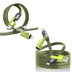 [2-Pack Bundle] XCOOL USB C Cable, 4-in-1 USB-C Cable (6ft+3ft), 100W USB-C Charger Cable with Hook-and-Loop Fastener and Cable Management, USB-C Cable/Fast Charging for MacBook, iPad, iPhone, Samsung