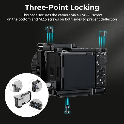 SMALLRIG ZV-E10 II HawkLock Quick Release Cage Kit for Sony ZV-E10 II with Cable Clamp for HDMI, Built-in Ergonomically Designed Silicone Handle, Quick-Release Plate for Arca, QD Socket - 4949 in Saudi Arabia
