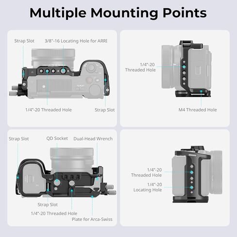 SMALLRIG ZV-E10 II HawkLock Quick Release Cage Kit for Sony ZV-E10 II with Cable Clamp for HDMI, Built-in Ergonomically Designed Silicone Handle, Quick-Release Plate for Arca, QD Socket - 4949 in Saudi Arabia