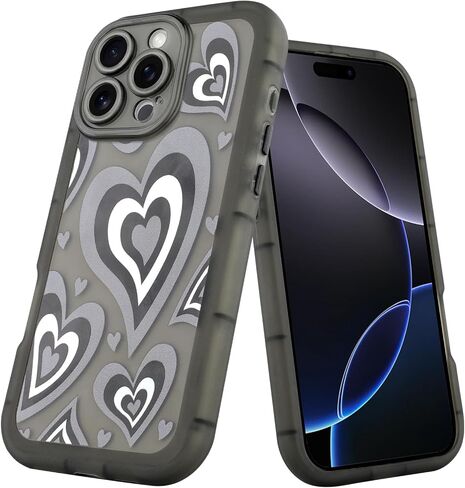 AIGOMARA لـ iPhone 16 Pro Max Case ، Cute Pink Heart و Ribbon Bow Case Case Teeshetic Trendy TPU Slim Slim و PC Back Prochproof Protection Cover for Woman Girls in Kuwait