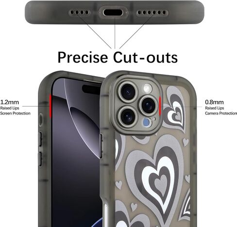 AIGOMARA لـ iPhone 16 Pro Max Case ، Cute Pink Heart و Ribbon Bow Case Case Teeshetic Trendy TPU Slim Slim و PC Back Prochproof Protection Cover for Woman Girls in Kuwait