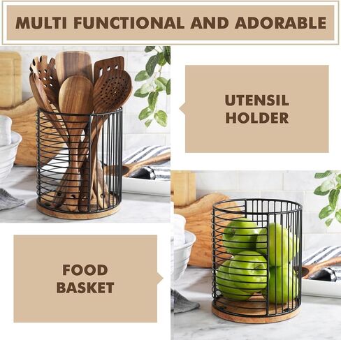 Coffee Pod Holder -Black Wire K Cup Storage with Wooden Base - Large Capacity Slim Design - Modern Coffee Basket Decor for Kitchen Countertop for Keurig Kcups & Espresso Capsules in Kuwait