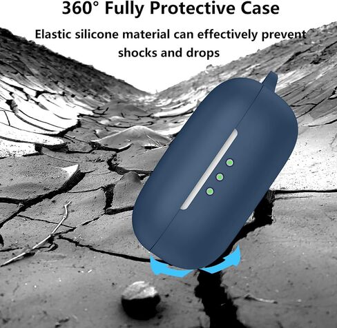 Case Compatible with EarFun Air Pro 4 Earbuds, Soft Silicone Case Cover with Cleaner Kit Shockproof Protective Cover with Carabiner Accessories Keychain (Navy Blue) in Kuwait