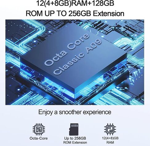 KXD A09 Unlocked Android Phones, Android12 Smartphones, 6.56" HD+, 4000mAh, Octa-Core 12GB+128GB/SD 256GB Smart Phone, 13MP+5MP, 3 Card Slots, Face ID Unlock Phone, 4G Dual SIM Mobile Phone in Saudi Arabia