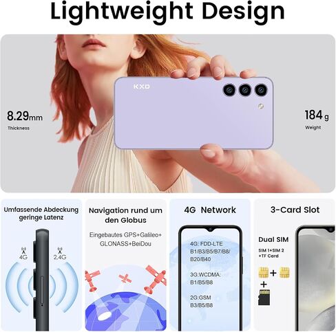 KXD A09 Unlocked Android Phones, Android12 Smartphones, 6.56" HD+, 4000mAh, Octa-Core 12GB+128GB/SD 256GB Smart Phone, 13MP+5MP, 3 Card Slots, Face ID Unlock Phone, 4G Dual SIM Mobile Phone in Saudi Arabia