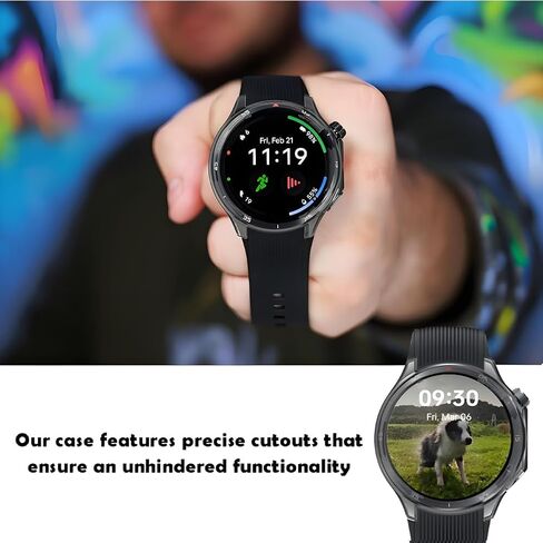 واقي الشاشة واقي متوافق مع OnePlus Watch 3 Watch Smartwatch ، 9H Glass Protection Film Coverage Full Coverage وحالة حماية TPU الناعمة (أسود شفاف) in Kuwait