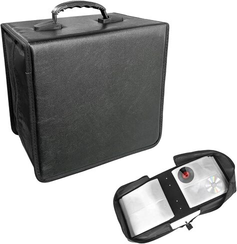 400 Capacity CD Case Holder, PU Leather CD/DVD Binder Storage Organizer with Zipper, Portable Large Booklet Album Box VCD Protective Wallet for Car Home Office Travel in Saudi Arabia