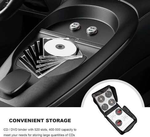 400 Capacity CD Case Holder, PU Leather CD/DVD Binder Storage Organizer with Zipper, Portable Large Booklet Album Box VCD Protective Wallet for Car Home Office Travel in Saudi Arabia