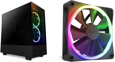 NZXT H5 Elite Compact ATX Mid-Tower PC Gaming Case - Cable Management - 2 x 140mm RGB Fans - Black & F120 RGB Fan - Whisper Quiet Cooling - 120mm - RF-R12SF-B1 in Saudi Arabia