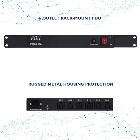 10-Outlet 1U Rack Mount Power Strip - Surge Protector, Full Metal with Network-Grade Protection，Features 10 Front Switches with LED Light - Ideal for Server Racks and Cabinets，6 ft Cord in Saudi Arabia