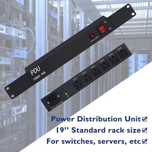 10-Outlet 1U Rack Mount Power Strip - Surge Protector, Full Metal with Network-Grade Protection，Features 10 Front Switches with LED Light - Ideal for Server Racks and Cabinets，6 ft Cord in Saudi Arabia