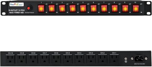 10-Outlet 1U Rack Mount Power Strip - Surge Protector, Full Metal with Network-Grade Protection，Features 10 Front Switches with LED Light - Ideal for Server Racks and Cabinets，6 ft Cord in Saudi Arabia