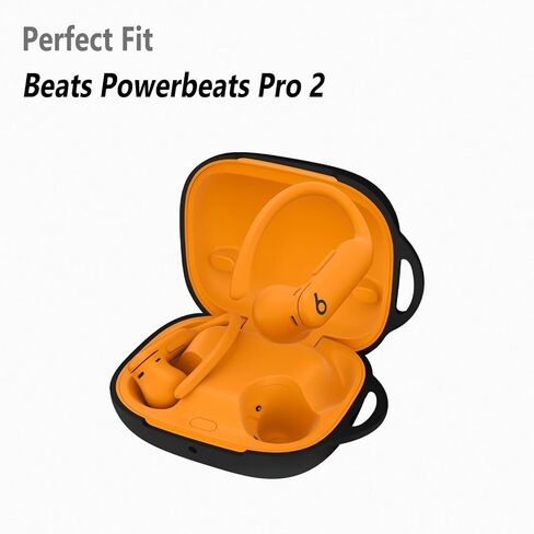 علبة سيليكونية مرنة Geiomoo لليمة لبيس Powerbeats Pro 2 ، غطاء واقي مقاوم للخدش مع Carabiner (أسود) in Kuwait