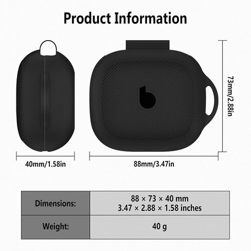 علبة سيليكونية مرنة Geiomoo لليمة لبيس Powerbeats Pro 2 ، غطاء واقي مقاوم للخدش مع Carabiner (أسود) in Kuwait