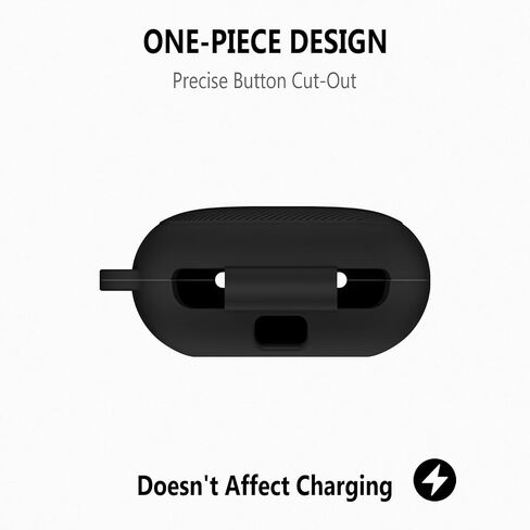 علبة سيليكونية مرنة Geiomoo لليمة لبيس Powerbeats Pro 2 ، غطاء واقي مقاوم للخدش مع Carabiner (أسود) in Kuwait