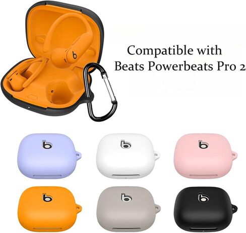 [3 in 1] Silicone Case Compatible with Beats Powerbeats Pro 2 with Keychain, Soft Resistant Shockproof Protective Case for Powerbeats Pro 2 with Cleaning Kit for Women Men in Kuwait