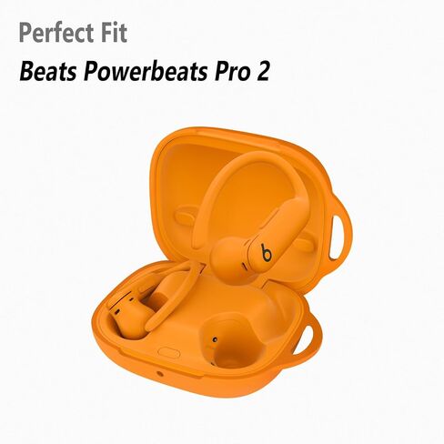 Geiomoo Soft Flexible Silicone Case for Beats Powerbeats Pro 2, Scratch Resistant Protective Cover with Carabiner (Black) in Saudi Arabia
