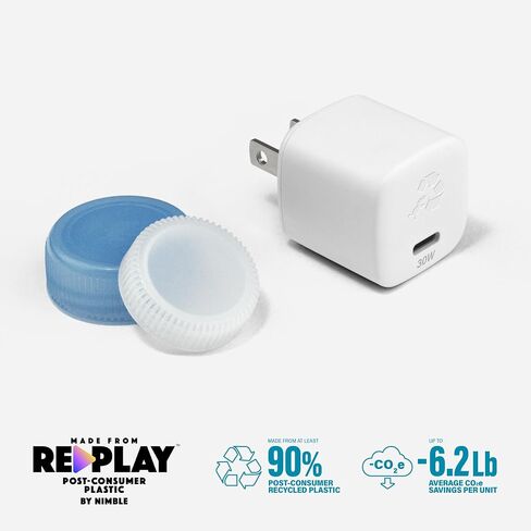 Nimble Wally SubNano 20W USB-C Wall Charger, PPS, PD & QC 4.0 Fast Charging for iPhone, iPad, Android and More, Made from Recycled Plastic (Cable Not Included) in Saudi Arabia