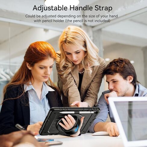 Case for iPad 6th/ 5th Generation 9.7 '' مع حامل قلم الرصاص على الشاشة [360 حزام يدوي دوار] والوقوف ، حالة مقاومة للمنزل لـ iPad 6th/ 5th/ Air 2/ Pro 9.7 (أسود) in Kuwait