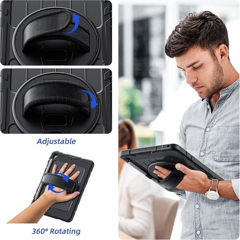 Case for iPad 6th/ 5th Generation 9.7 '' مع حامل قلم الرصاص على الشاشة [360 حزام يدوي دوار] والوقوف ، حالة مقاومة للمنزل لـ iPad 6th/ 5th/ Air 2/ Pro 9.7 (أسود) in Kuwait