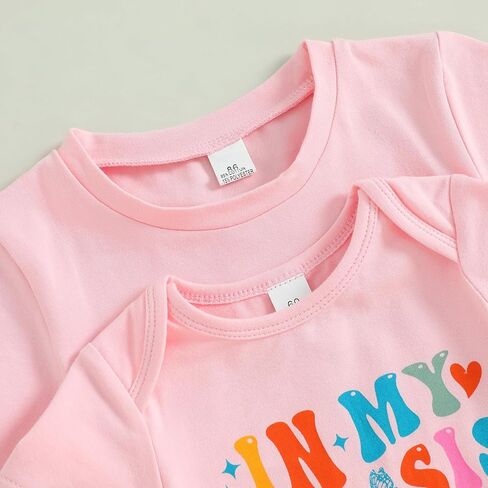 Big Sister Little Sister Matching Outfit Shirt Set Rainbow Floral T-shirt and Bodysuit Sibling Clothes in Kuwait