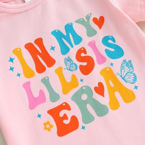 Big Sister Little Sister Matching Outfit Shirt Set Rainbow Floral T-shirt and Bodysuit Sibling Clothes in Kuwait