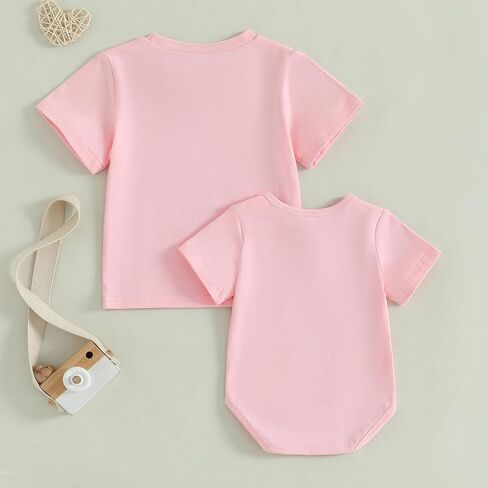 Big Sister Little Sister Matching Outfit Shirt Set Rainbow Floral T-shirt and Bodysuit Sibling Clothes in Kuwait